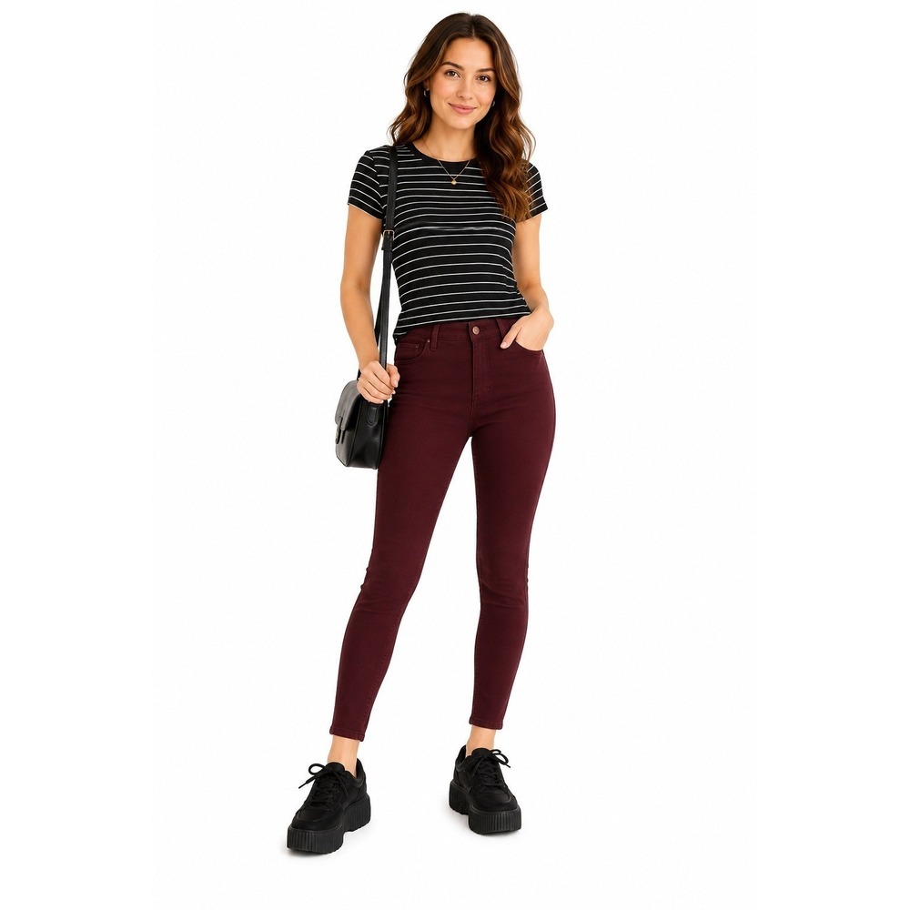 Juniors Jeans by Tinseltown High Rise Skinny Burgundy Size‎ 3 New With Tags